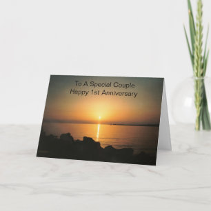 Carte Coucher de soleil 1er anniversaire Mariage personn