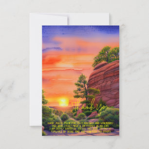 Carte Coucher de soleil aquarelle et roches rouges perso