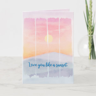 Carte Coucher de soleil Aquarelle Romantique Pensée pour