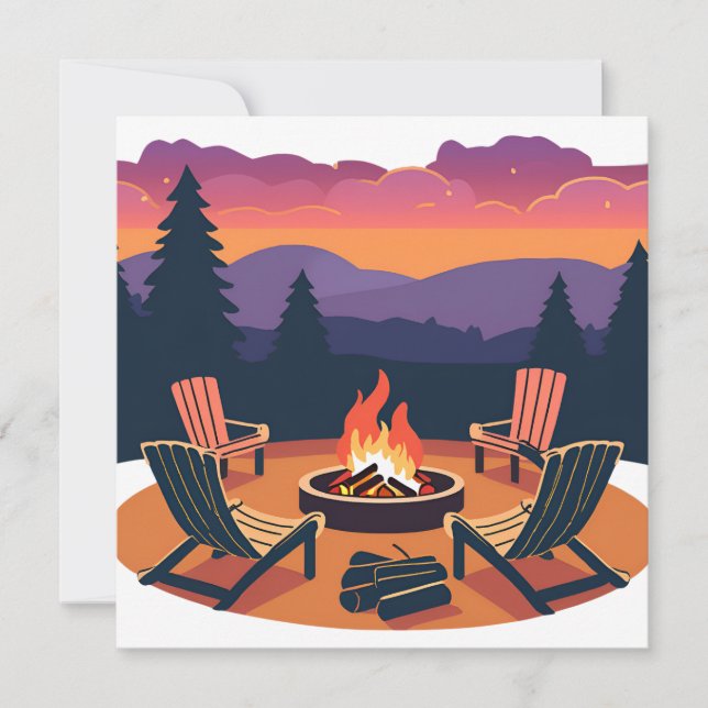 Carte Coucher de soleil au feu de camp (Devant)
