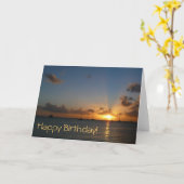 Carte Coucher de soleil avec voiliers Anniversaire (Blan (Fleur jaune)
