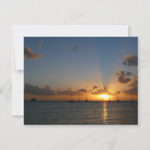 Carte Coucher de soleil avec voiliers Paysage tropical P