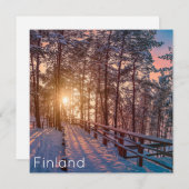 Carte Coucher de soleil dans la pinède enneigée avec ray (Devant / Derrière)