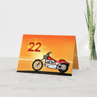 Carte Coucher de soleil de moto de 22e anniversaire