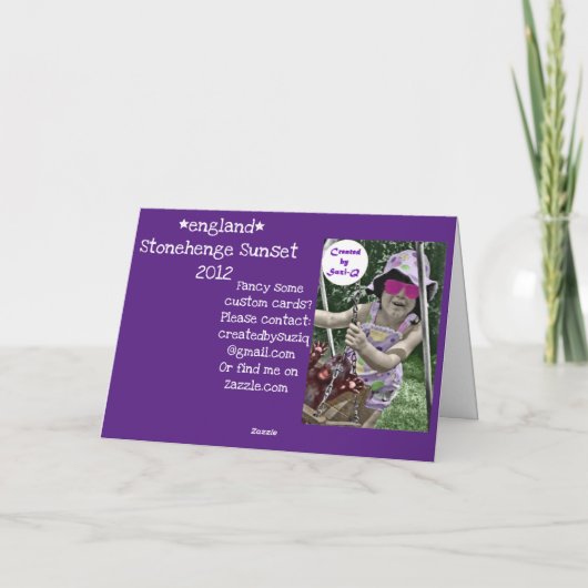 Carte Coucher de soleil de Stonehenge (Dos)