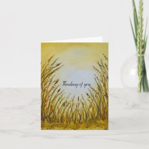 Carte Coucher de soleil doré dans l'aquarelle de prairie
