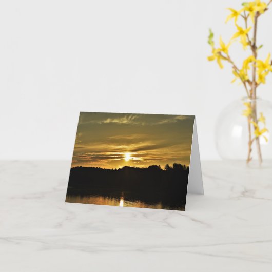 Carte Coucher de soleil d'une heure d'or sur le lac (Fleur jaune)