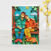 Carte Coucher de soleil embrassant (Fleur jaune)