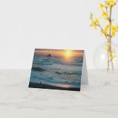 Carte Coucher de soleil et paysage marin...... (Fleur jaune)