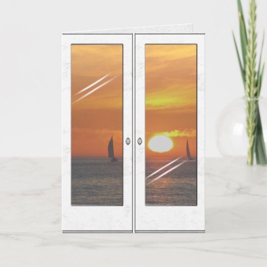 Carte coucher de soleil et voiliers (Devant)