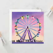 Carte Coucher de soleil Ferris Wheel | Belle aquarelle (Devant/Arrière en situation)