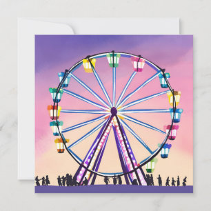 Carte Coucher de soleil Ferris Wheel Belle aquarelle