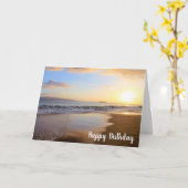 Carte Coucher de soleil hawaïen à l'anniversaire de la p (Fleur jaune)