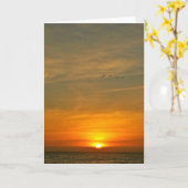 CARTE COUCHER DE SOLEIL OCÉAN AVEC OISEAUX MIGRATEURS (Fleur jaune)