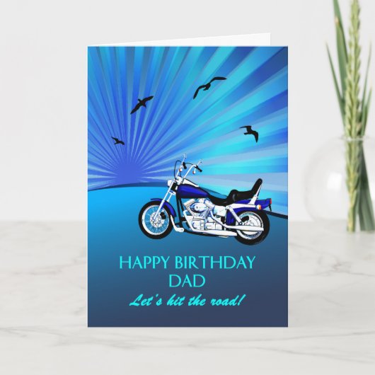Carte coucher de soleil pour moto anniversaire pap (Devant)