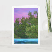 Carte Coucher de soleil pourpre à travers les arbres (Devant)