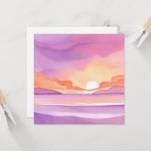 Carte Coucher de soleil rose | Beau ciel océanique (Devant/Arrière en situation)