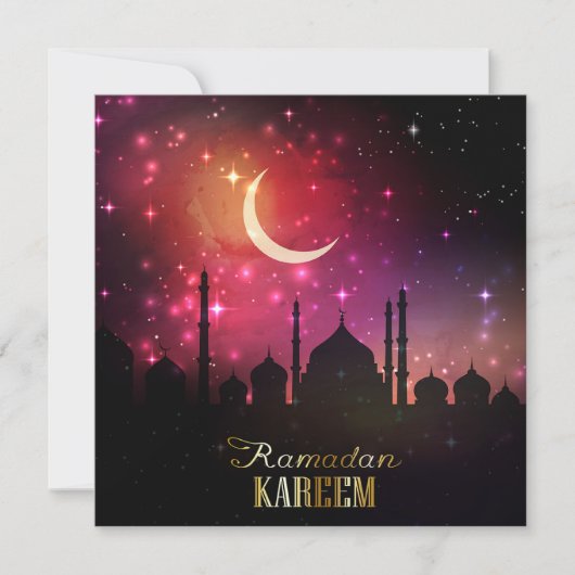 Carte Coucher de soleil rose de la mosquée Ramadan (Devant)