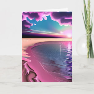 Carte Coucher de soleil rose et violet Joyeux Anniversai