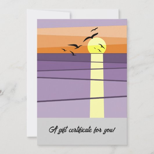 Carte Coucher de soleil sur la plage ・ Portrait Certific (Devant)