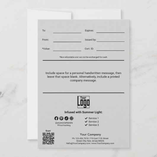 Carte Coucher de soleil sur la plage ・ Portrait Certific (Dos)