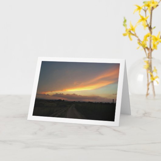 Carte Coucher de soleil sur la route espagnole (Fleur jaune)