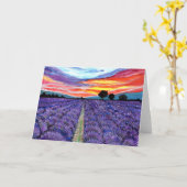Carte Coucher de soleil sur le champ Lavender (Fleur jaune)