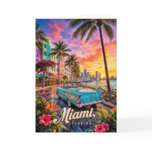 Coucher de soleil sur le front de mer de Miami Flo