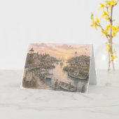 Carte Coucher de soleil sur le port (Fleur jaune)