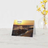 Carte Coucher De Soleil Sur Les Rochers De Plage Avec Ci (Fleur jaune)