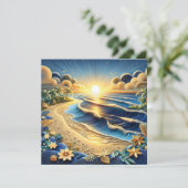 Carte Coucher de soleil sur l'océan | Papier Quilling Ef (Debout devant)