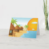 Carte Coucher de soleil tropical avec des huttes de chau (Devant)
