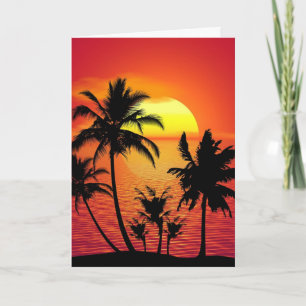 Carte coucher de soleil tropical, belle illustration,