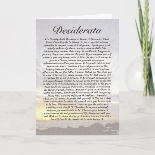 Carte Coucher du soleil de Card=Ocean de DESIDERATA (Devant)