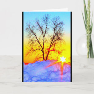 Carte Coucher du soleil d'hiver pensant à vous