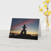 Carte Coucher du soleil d'Inukshuk (Fleur jaune)