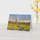 Carte Coucher du soleil sur le paysage désertique (Fleur jaune)