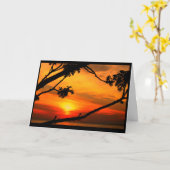 Carte Coucher du soleil vibrant pensant à vous (Fleur jaune)