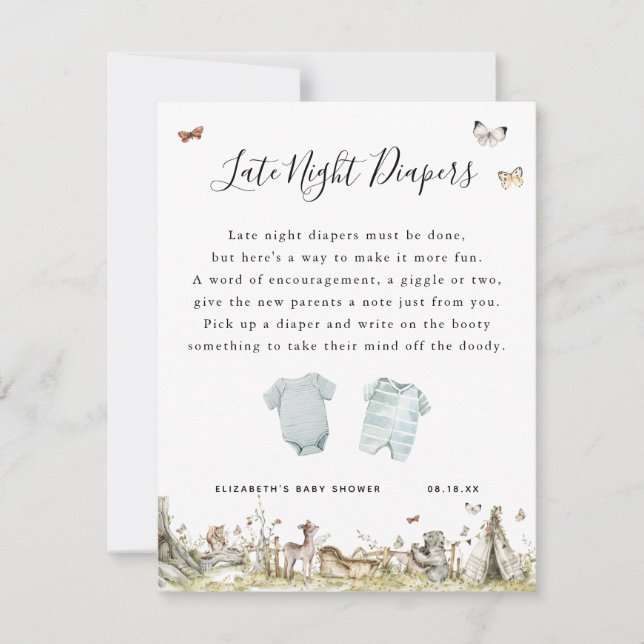 Carte Couches de nuit | Jeu de Baby Shower (Devant)