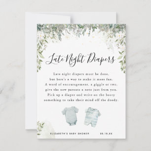 Carte Couches de nuit tardive   Jeu de Baby Shower