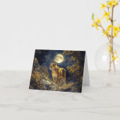 Carte Cougar in the Moonlight Wildlife Art (Fleur jaune)