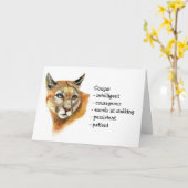 Carte Cougar Totem, Animal Guide Funny Birthday (Fleur jaune)