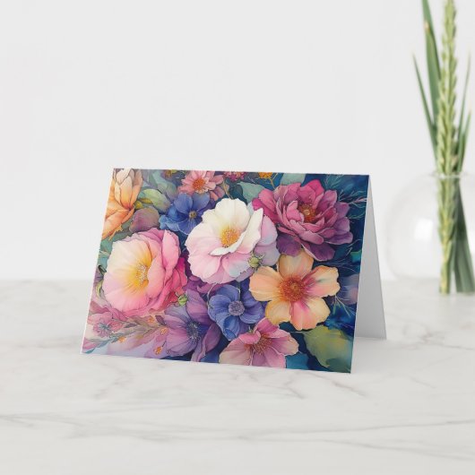 Carte couleur Aquarelle florale Blank Note (Devant)