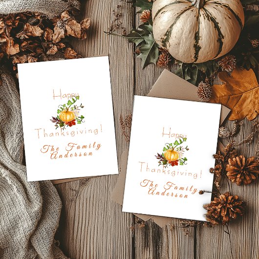 Carte Couleur citrouille bon thanksgiving