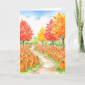 Carte Couleur d'aquarelle d'automne du patch citrouille (Devant)