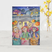 Carte Couleur d'aquarelle : Trick ou Treat ! (Fleur jaune)