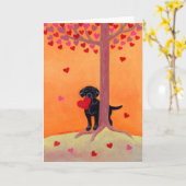 Carte Couleur d'automne Noir Labrador (Fleur jaune)