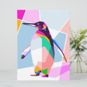 Carte Couleur de pingouin géométrique | Cadeau d'art (Debout devant)