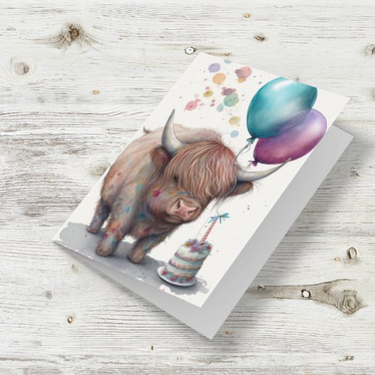 Carte Couleur d'eau de la vache Highland