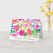CARTE COULEUR D'EAU FLORALE JOLIE ANNIVERSAIRE (Fleur jaune)
